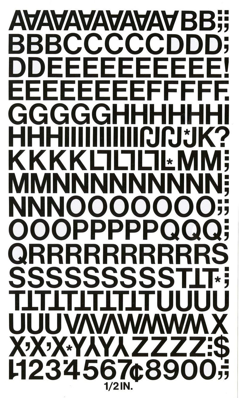 Chartpak 2-Pack Self-Adhesive Vinyl Capital Letters and Numbers, 1/2 Inches High, Black, 201 per Pack (01010) - Image 2